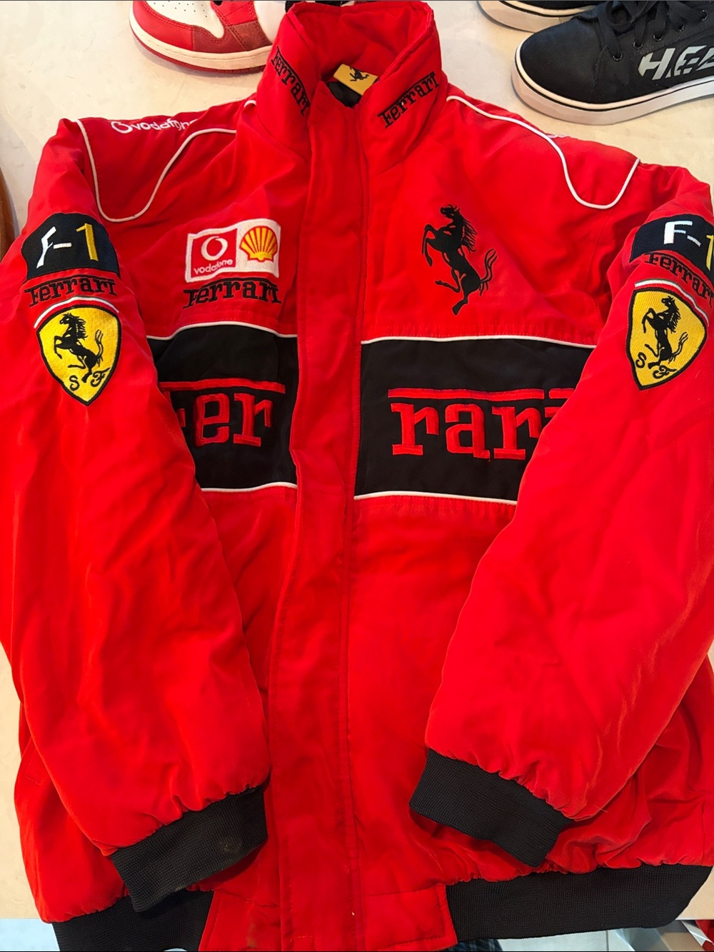 Ferrari Red Kids Racing Puffer Jacket with Patches